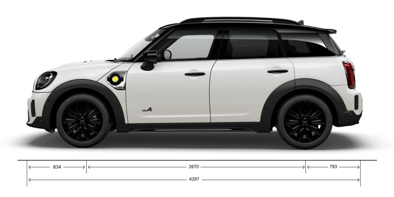 MINI Cooper SE Countryman All4 – vue latérale – dimensions